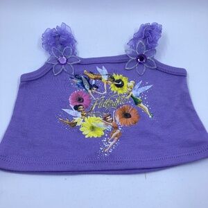 Build a Bear Tinkerbell and friends Purple Tank Top Glitter Rhinestones